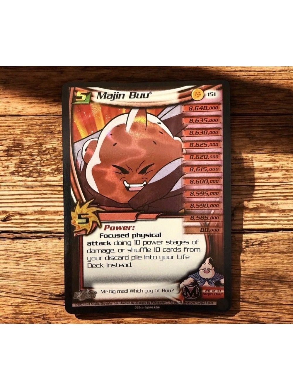 Score DBZ Dragon Ball Z CCG Majin Buu 5 #151 Foil Ultra Rare Red Refractor Holo